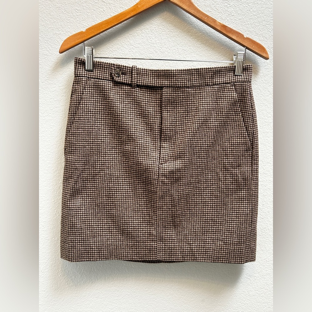 Vintage Polo RALPH LAUREN Brown Wool Houndstooth Skirt Women’s Size 6